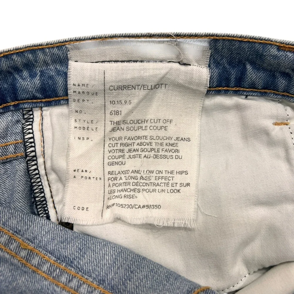 Current/Elliott The Slouchy Cut Off Denim Shorts Light Wash Blue Size 27 Sealine